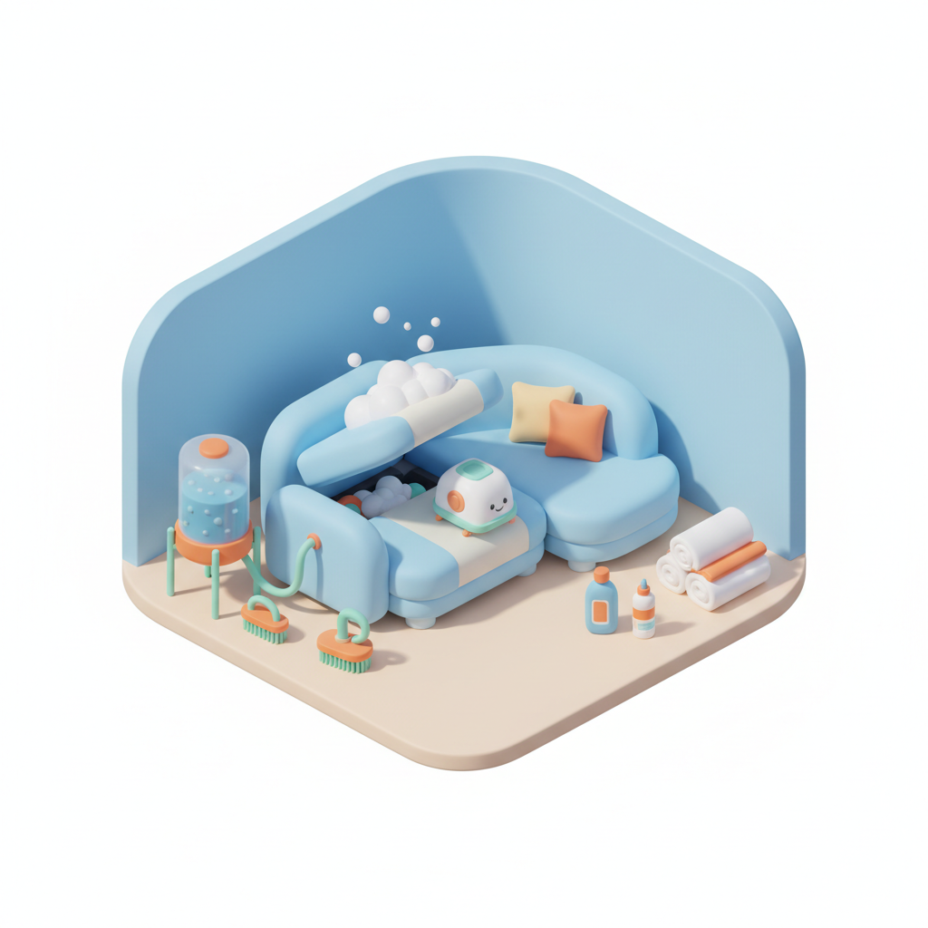 Illustration 3D : Comment nettoyer un canapé en profondeur : guide complet 2026